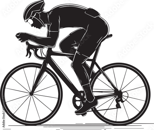 Cyclist in aerodynamic pose on racing bicycle sport
