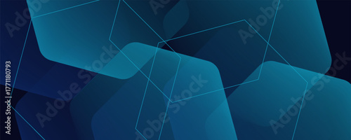 Abstract blue gradient hexagon background. Vector illustration for text. Social media covers, headers, and web banners. Modern trendy design