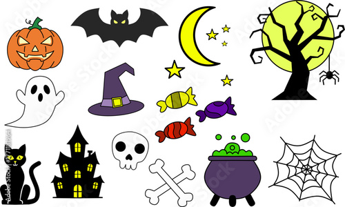 set of halloween elements