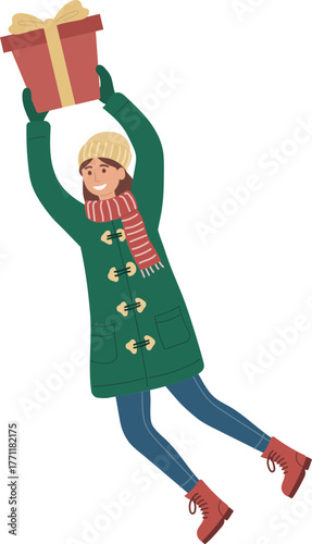 vector illustration of flying woman person