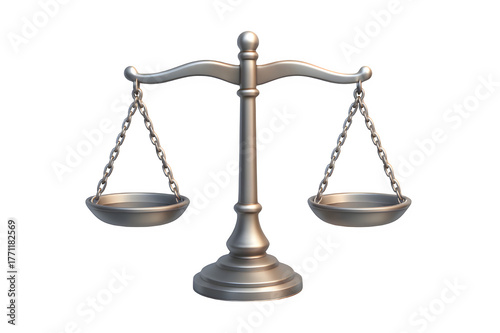 3D Balance Scale Infographic – Metallic Gradient Object Isolated on Transparent Background