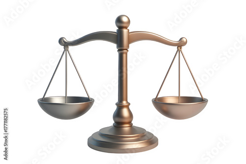 3D Balance Scale Infographic – Metallic Gradient Object Isolated on Transparent Background