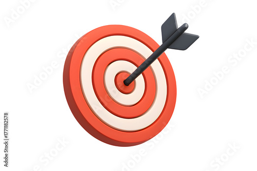 3D Target Infographic – Layered Rings with Arrow Isolated on Transparent Background