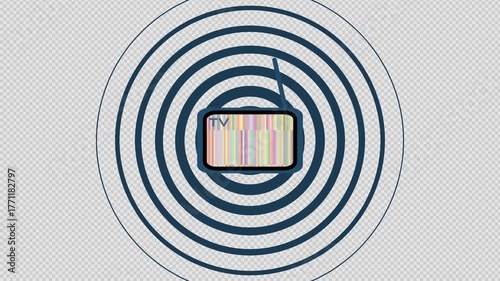 Tune into Nostalgia Retro TV screen with static and broadcast waves creates vintage vibe perfect for retro broadcasts and technology