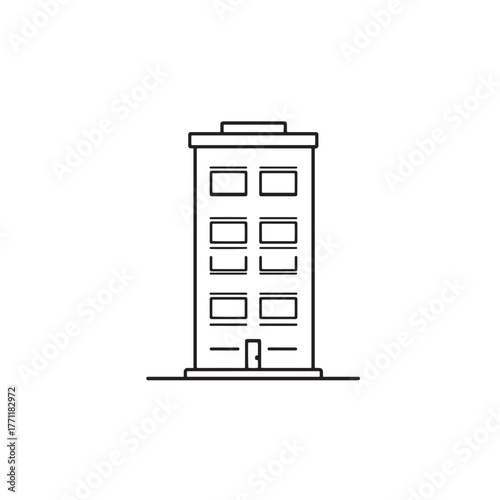 Apartment building line art contemporary architecture illustration