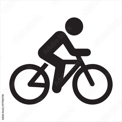 Silhouette cyclist icon simple pictogram riding bicycle vector illustration