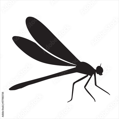 Silhouette dragonfly simple clean black design vector illustration