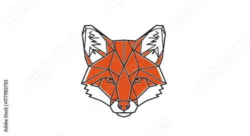 Geometric Fox Head Illustration Minimalist Design.