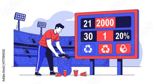 Promoting environmental consciousness at a sporting event with volunteer work and recycling