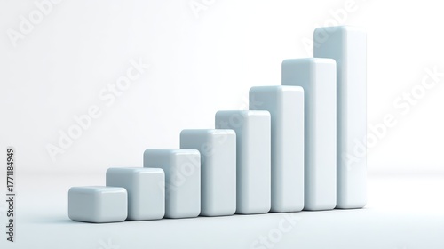 Free Download White Minimalist Bar Graph Illustrating Steady Growth with Ascending Rectangles on a Clean Bright Background for Business or Financial Concepts - GFXLoad