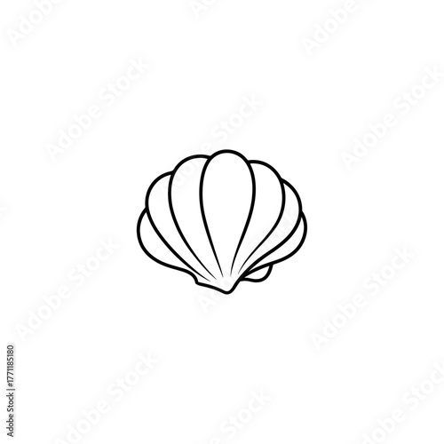 Set of scallop shell logos. Collection of isolated scallop outlines on white background. 
