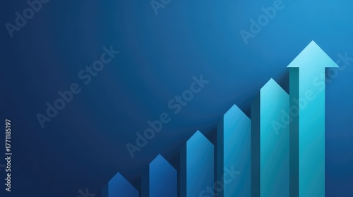 Wallpaper Mural Abstract digital background featuring a gradient rise in arrow shapes symbolizing growth, progress, and success in a modern blue color palette suitable for various business themes. Torontodigital.ca