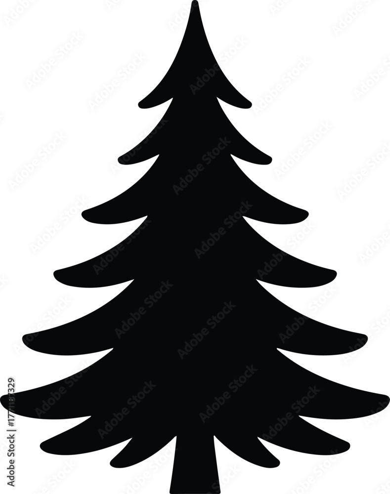 Obraz premium Simple black Christmas Fir Tree Silhouettes Vector