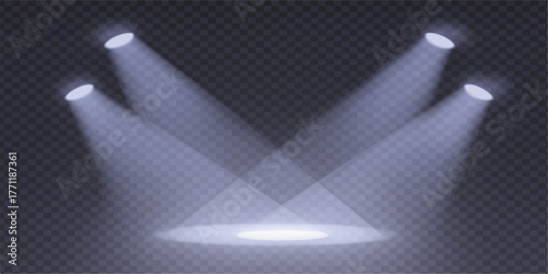 3D render of a crown of thorns with blue light and ray on a dark black stage backdrop