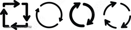 Graphic Set Circular Arrow Icons for Direction, Flow, and Iteration