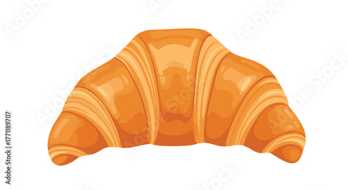 Cartoon illustration of a single, appetizing golden croissant, perfect for breakfast, pastry, or bakery themes.