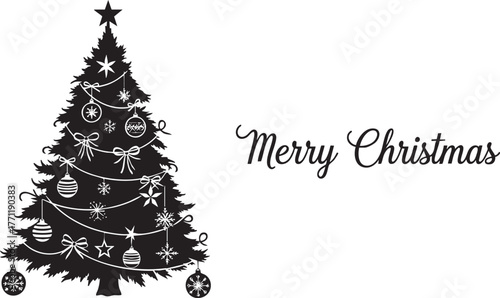 Wish everyone a Merry Christmas with this minimalist black and white tree design, perfect for holiday cards, social media posts, and festive promotions!