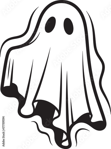 Spooky Pumpkin and Ghost Outline Vector Set