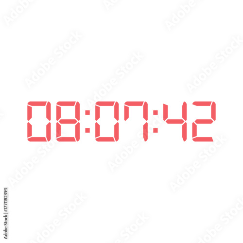 LED digital clock number for counter or calculator mockup design