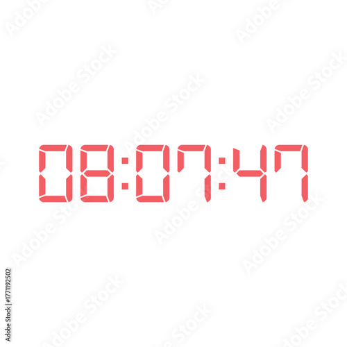 LED digital clock number for counter or calculator mockup design
