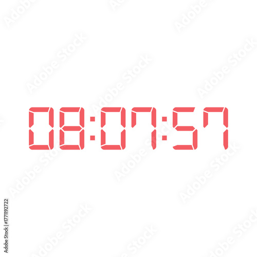 LED digital clock number for counter or calculator mockup design