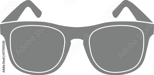 Gray graphic of eyeglasses with thick frames and white outlines eyewear sunglasses