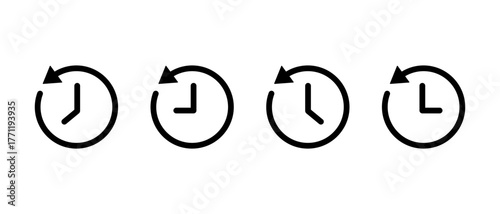 Recent activity icon set. History arrow symbol. Clock rotation sign