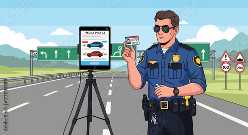 Highway patrol officer uses technology to verify vehicle information while on duty