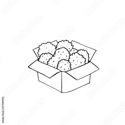 chicken poppers line art tasty party treat