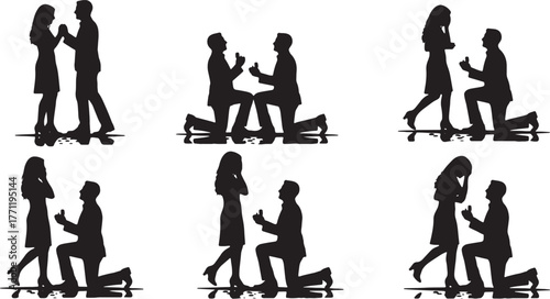 Dance Floor Marriage Proposal Silhouette Set
