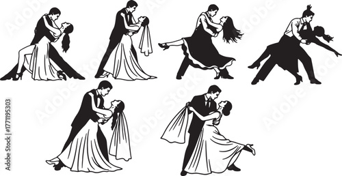 Dramatic Dance Dip Pose Silhouette Collection