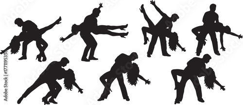 Vogue Death Drop Dance Pose Silhouettes