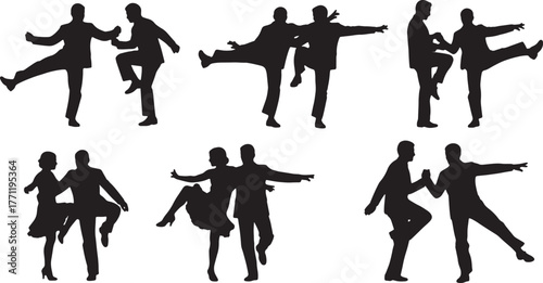 1920s Charleston Dancing Couple Silhouettes