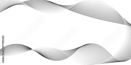 Abstract black wave banner template.Wave with lines created using blend tool, blend line background. abstract black wave on white background,black wave for design brochure, website, flyer.