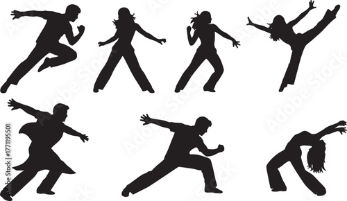 Competitive Dance-Off Couple Silhouettes