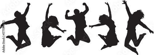 Jumping for Joy Dancing Couple Silhouettes