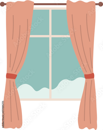 window with pink curtains