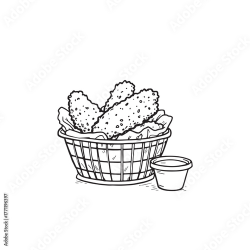 chicken tenders line art delicious snack idea