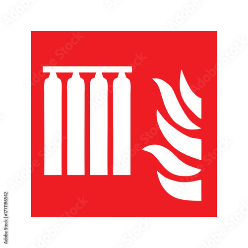 Fixed fire extinguishing battery vector design safety sign standar ISO 7010