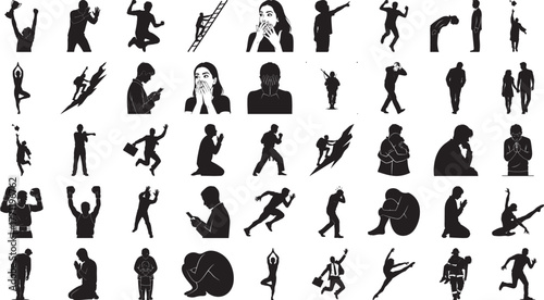 People Silhouettes Demonstrating Various Activities