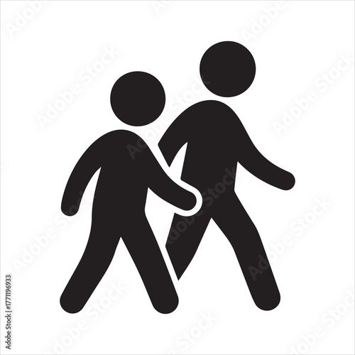 Silhouette two people walking pedestrian icon symbol Vector illustration