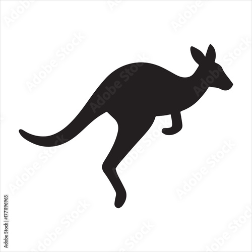 Silhouette kangaroo leaping forward flat design vector illustration
