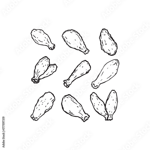 chicken wings crispy golden flavor line art
