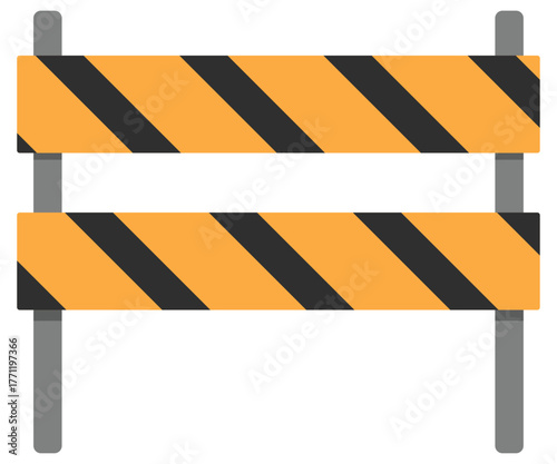 Road barrier flat icon isolated on white background.