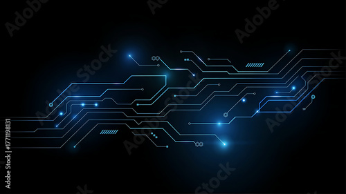 Abstract Circuit Board Pattern with Blue Light High Technology Background for Computer Network