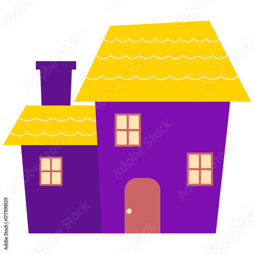 Flat Cartoon House Illustration