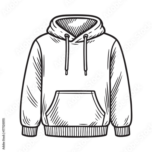 line art of trendy hoodie vector