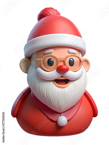 Playful 3D Santa Claus with Red Suit Glasses and White Beard for Christmas