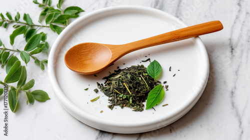 Loose herbal tea leaves on ...