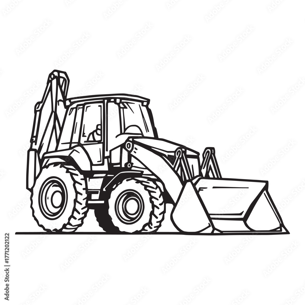 Naklejka premium Backhoe Digging Deep Into Construction Sites